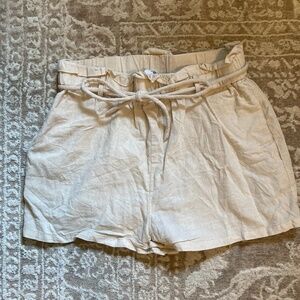 Princess Polly Beige Paperbag Waist Tie Shorts
